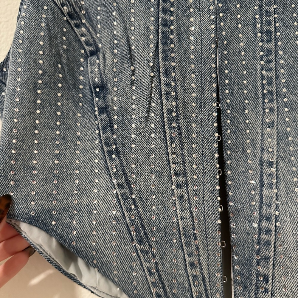 Never Worn Superdown Rhinestone Denim Corset Top … - image 2